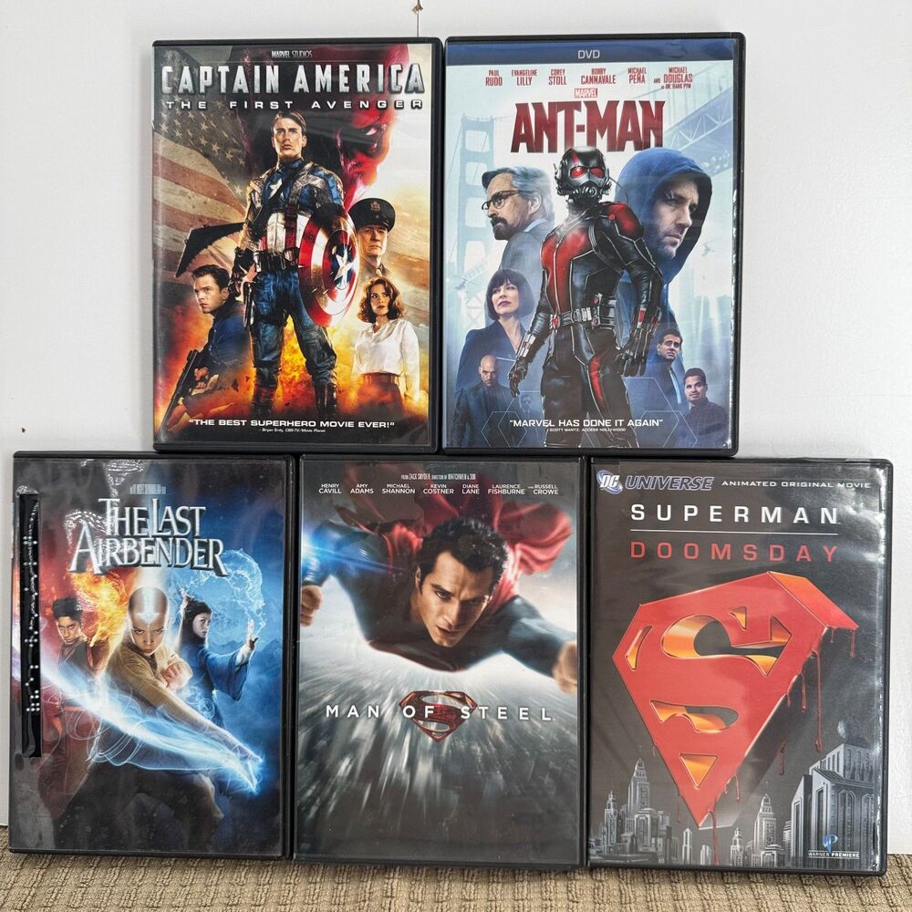 5 DVD Superhero Movie Lot Marvel DC Captain America Ant-Man Superman